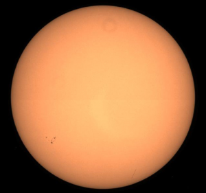 Image du Soleil le 22 juillet faite grâce au télescope SODISM embarqué sur le satellite Picard. Crédits : CNES.