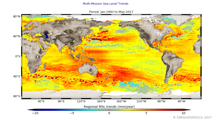 Variabilité régionale de la hausse du niveau des océans