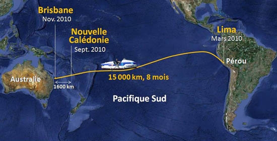 Serge Jandaud devra parcourir 15 000 km entre le Pérou et l&#039;Australie. Crédits : Serge Jandaud.