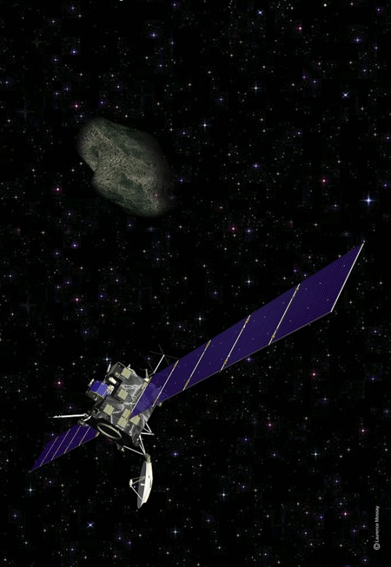 Le 10 juillet, tous les instruments de Rosetta devront être braqués sur l&#039;astéroïde. Crédits : CNES/L. Mossay.