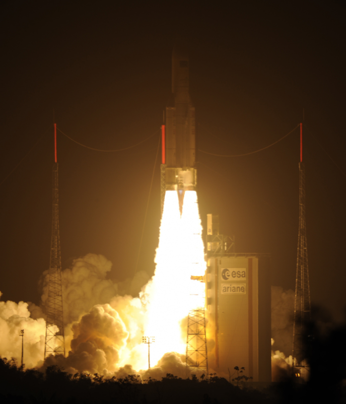ATV-3 launch on Ariane 5. Credits : ESA/CNES/Arianespace/Optique vidéo du CSG.
