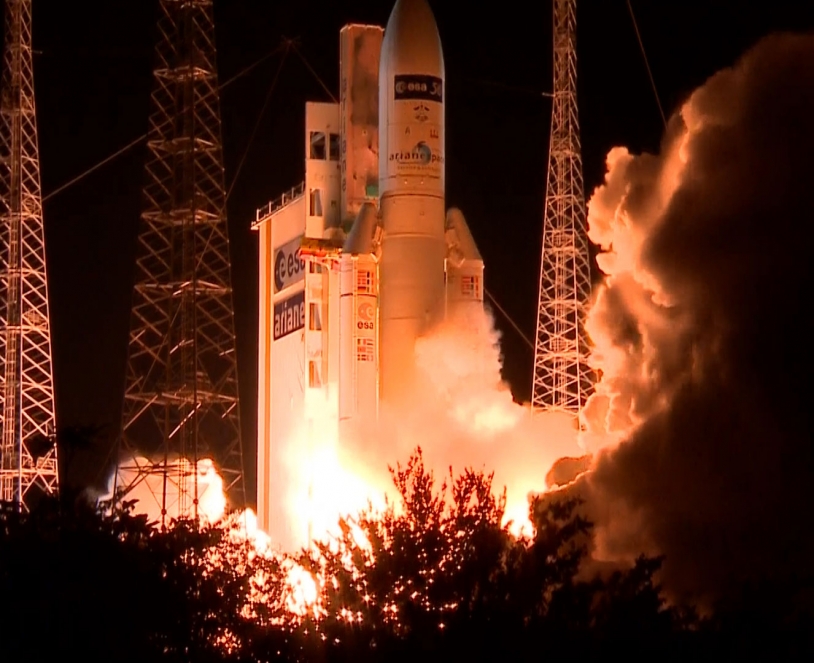 Liftoff Ariane 5 with ATV-5 on board. Credits: ESA-CNES-Arianespace/Optique vidéo du CSG.