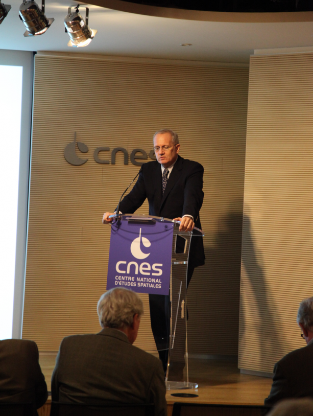 CNES President Jean-Yves Le Gall delivered his New Year wishes to members of the French and international press on 5 January 2015, in Paris. Credits: CNES/S. Charrier.
